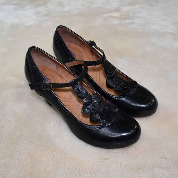 Clarks Indigo Black Leather Mary Jane Heels Size 9 Comfort Dress Shoes - Picture 10 of 13